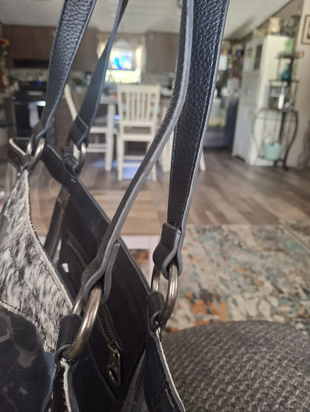 Montana West Clear Tote Bag with Black Trim and Haircalf Accent